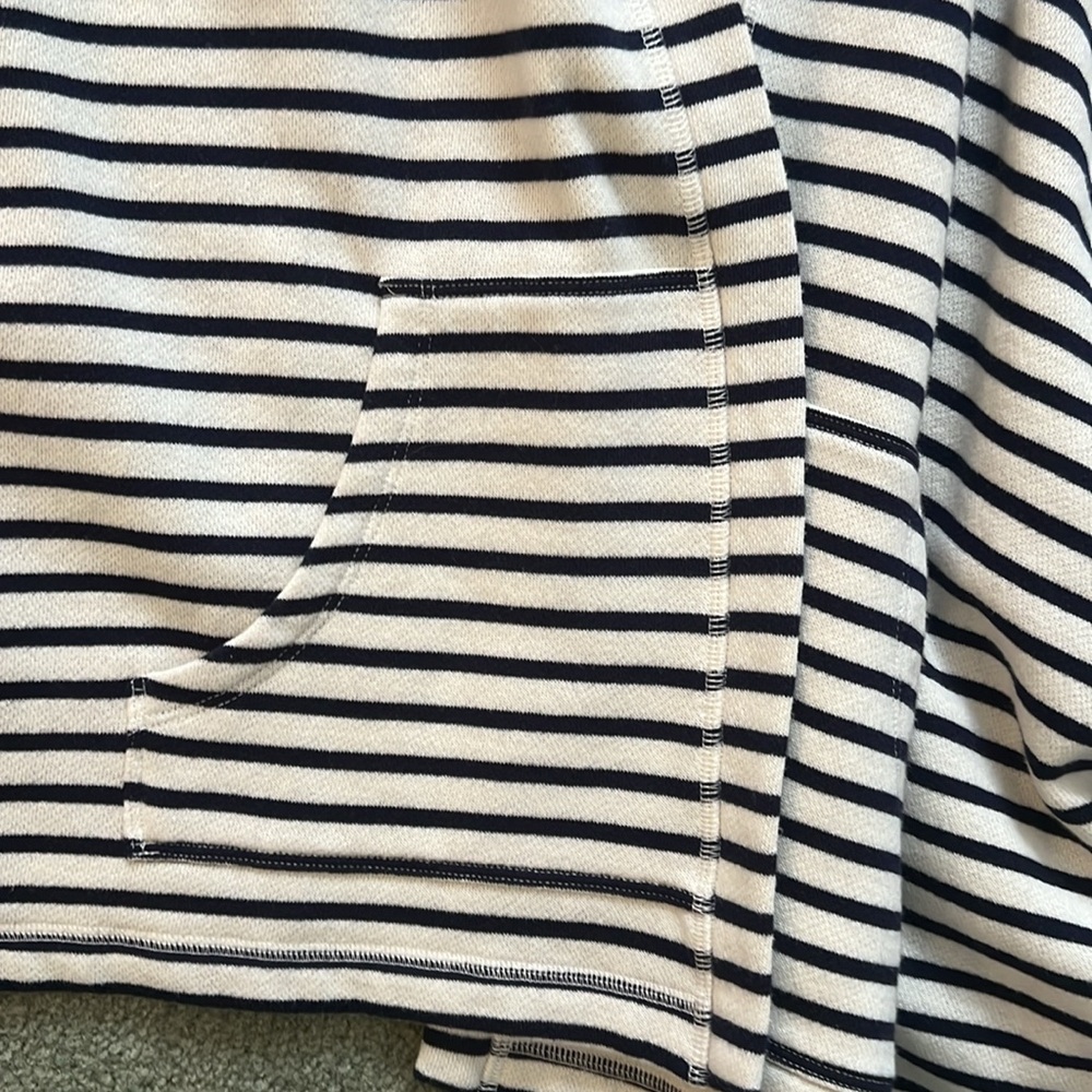 aerie Black and White Striped Hooded Poncho - Picture 5 of 6